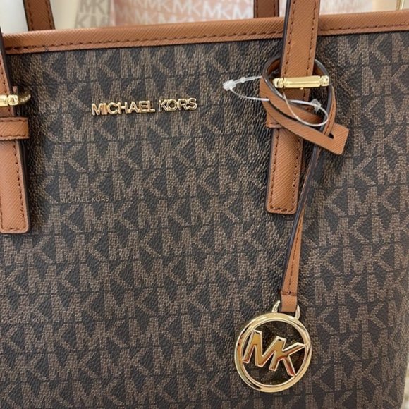 Michael Kors Jet Set Travel XS Carryall Tote Top Zip Tote Brown - Picture 12 of 16